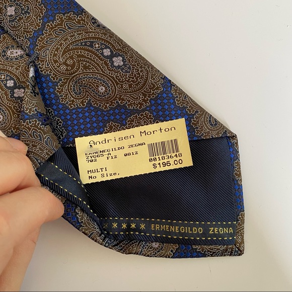 Ermenegildo Zegna Blue and Brown Tie - Picture 2 of 4